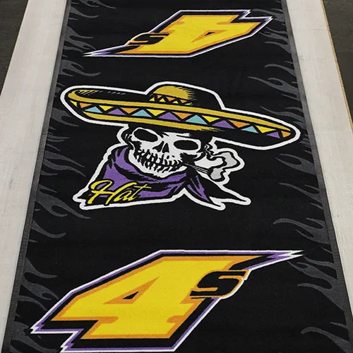 Custom printed skull artwork mat detail