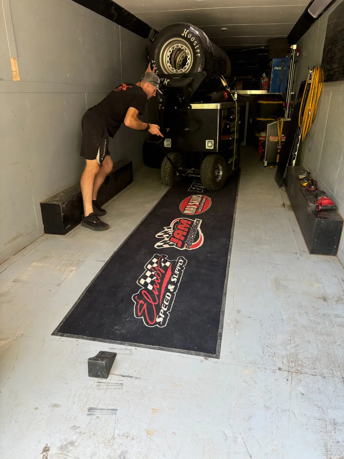Custom printed fire department logo mat detail